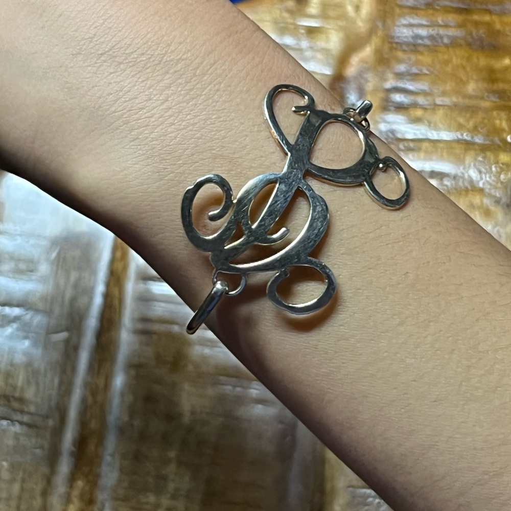 Vintage Sterling Silver Script Monogram Bracelet - image 8
